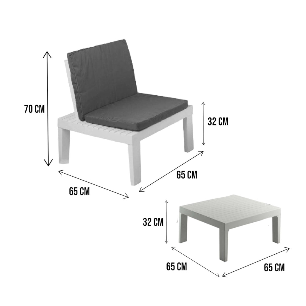 Salottino Outdoor Ermes, set Salotto da Esterno 4 Posti Made in Italy, Bianco