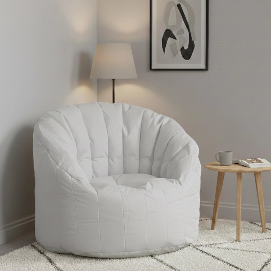 Poltrona imbottita Amenso, colore bianco, Misure 80 x 80 x 80 cm