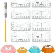 Set di linee per maglia 8 pezzi in bianco per disegno preciso e allineamento durante la cucitura di abiti per adulti, ragazzi e bambini
