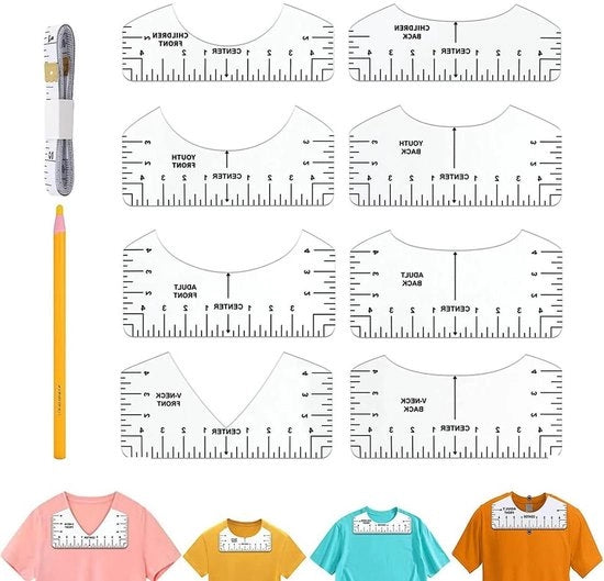 Set di linee per maglia 8 pezzi in bianco per disegno preciso e allineamento durante la cucitura di abiti per adulti, ragazzi e bambini