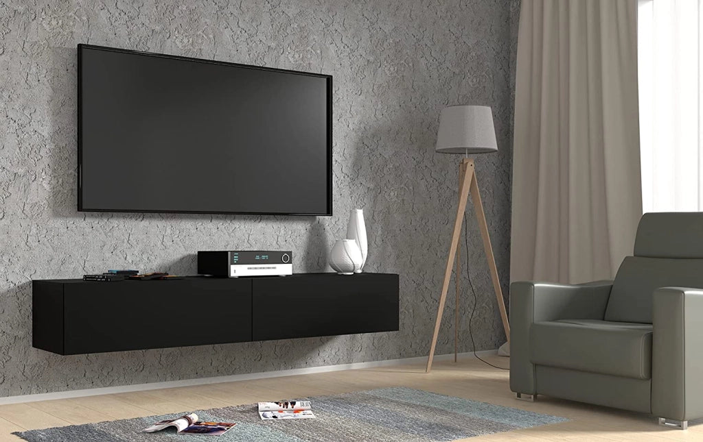MOBILE TV PORTA TV STAND TV SOGGIORNO BINGO 180x40x30 NERO OPACO