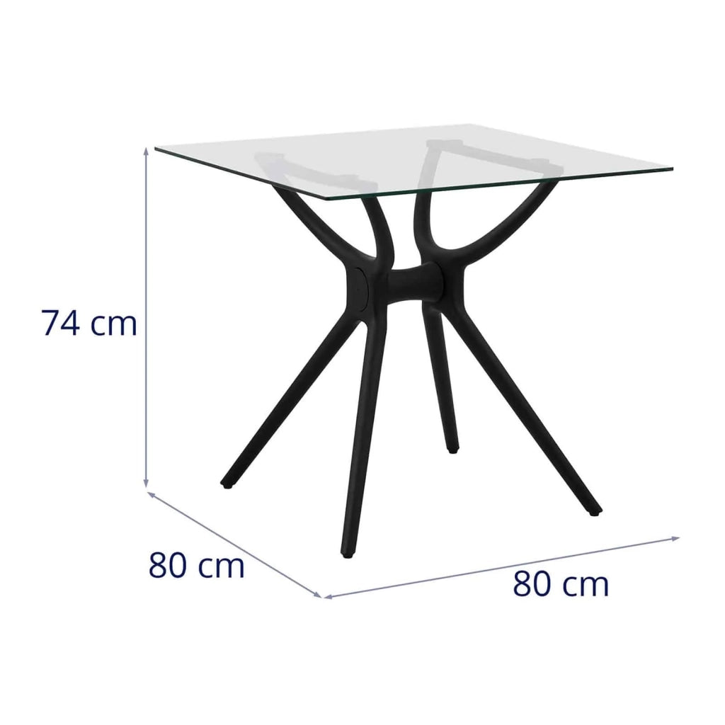 Tavolo da pranzo/soggiorno quadrato piccolo con piano in vetro 80 x 80 cm nero 14_0004498
