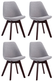 Set di 4 Sedie Visitatore Tessuto Borneo grigio,noce