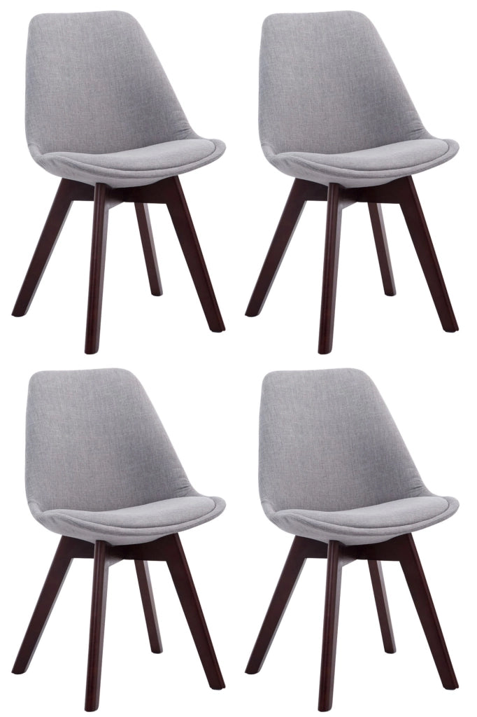Set di 4 Sedie Visitatore Tessuto Borneo grigio,noce