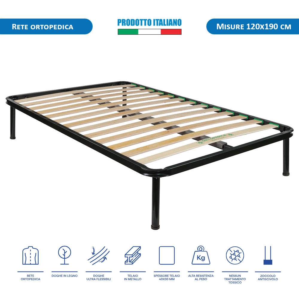 Kit rete ortopedica e materasso in memoy foam piazza e mezza 120x190 Finlandia H22, cuscino incluso - Comprarredo