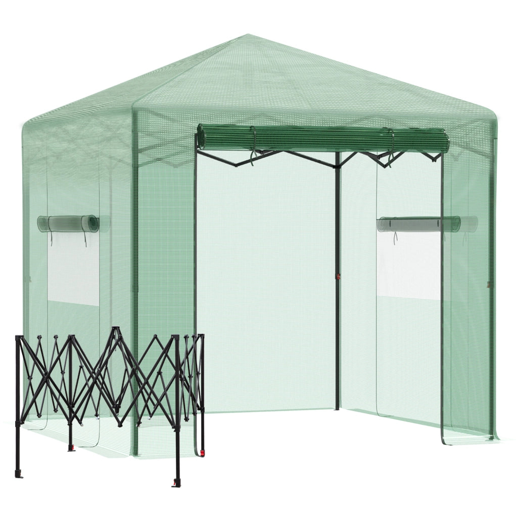 Serra pieghevole con porta e finestre avvolgibili 238x178x240 cm
