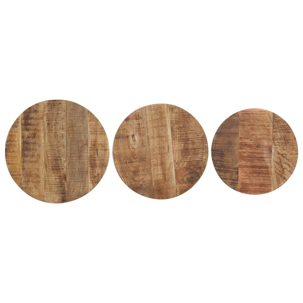 Tavolini Laterali 3 pz | Tavolo laterale in Legno di Mango Grezzo