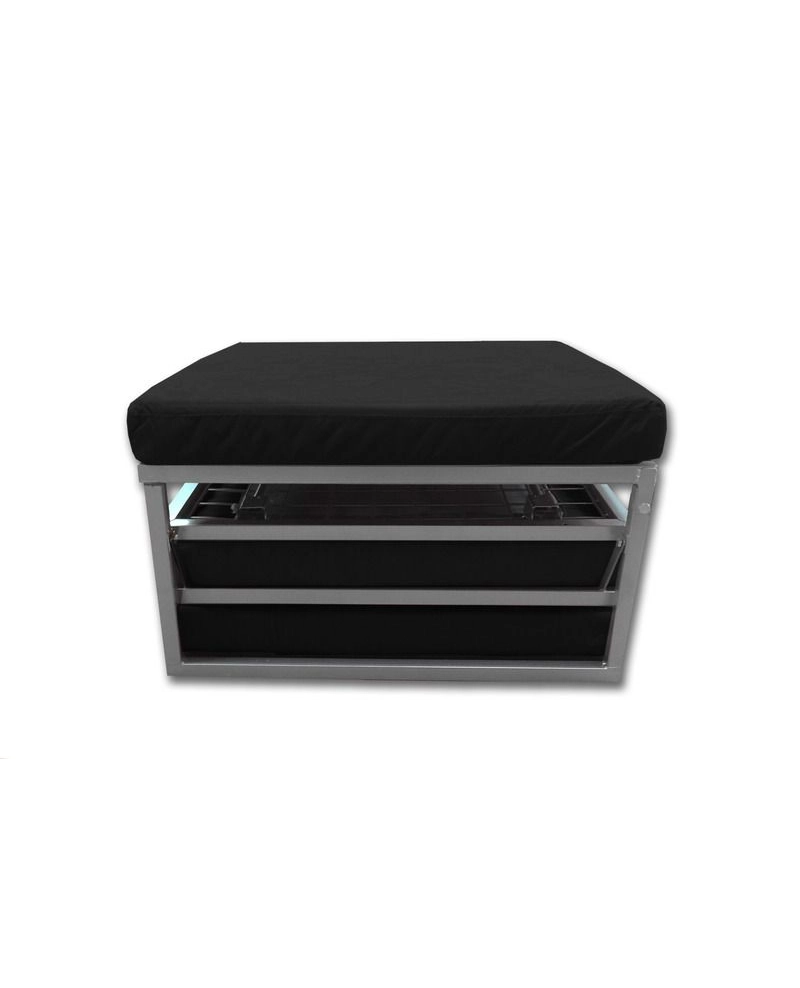 Pouf letto a scomparsa, letto richiubibile in microfibra nero Sicorage Elly