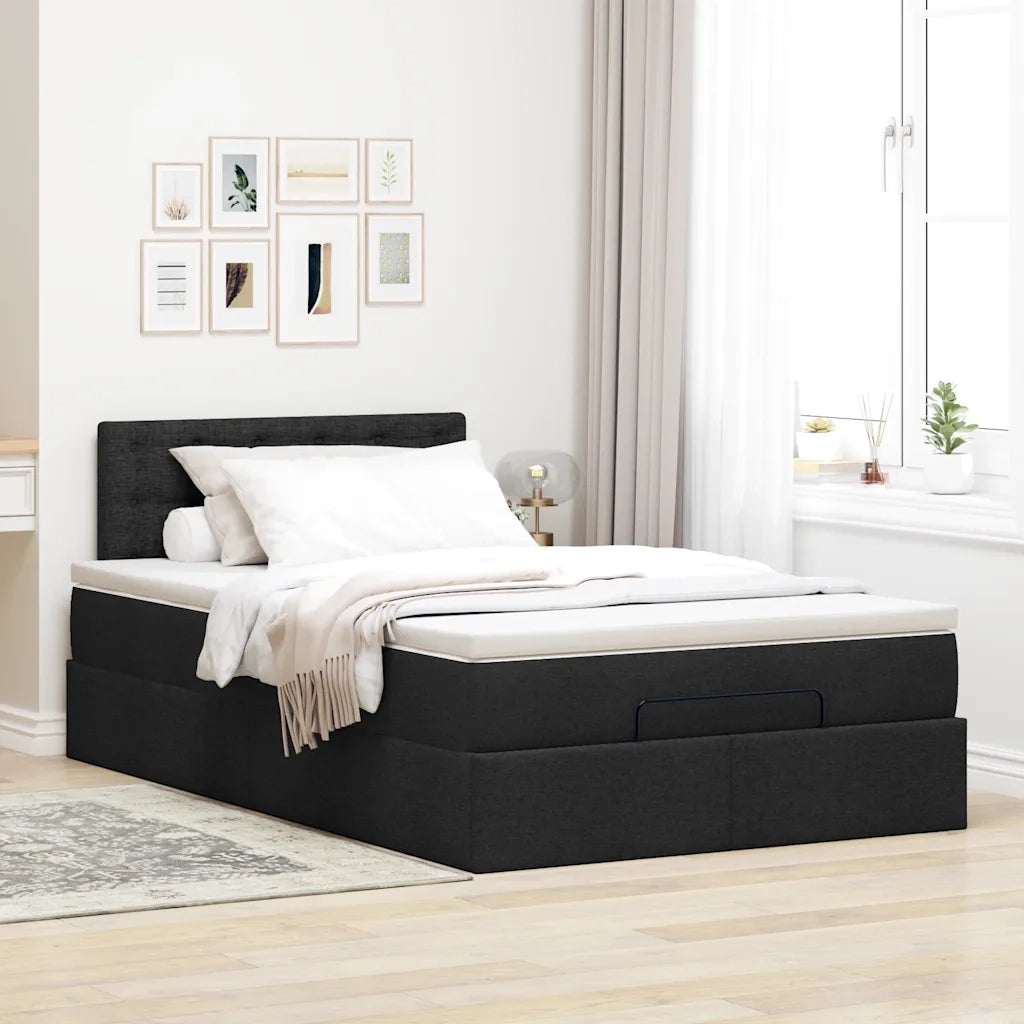 Pouf Letto con Materasso Nero 120x190 cm in Tessuto 3311610