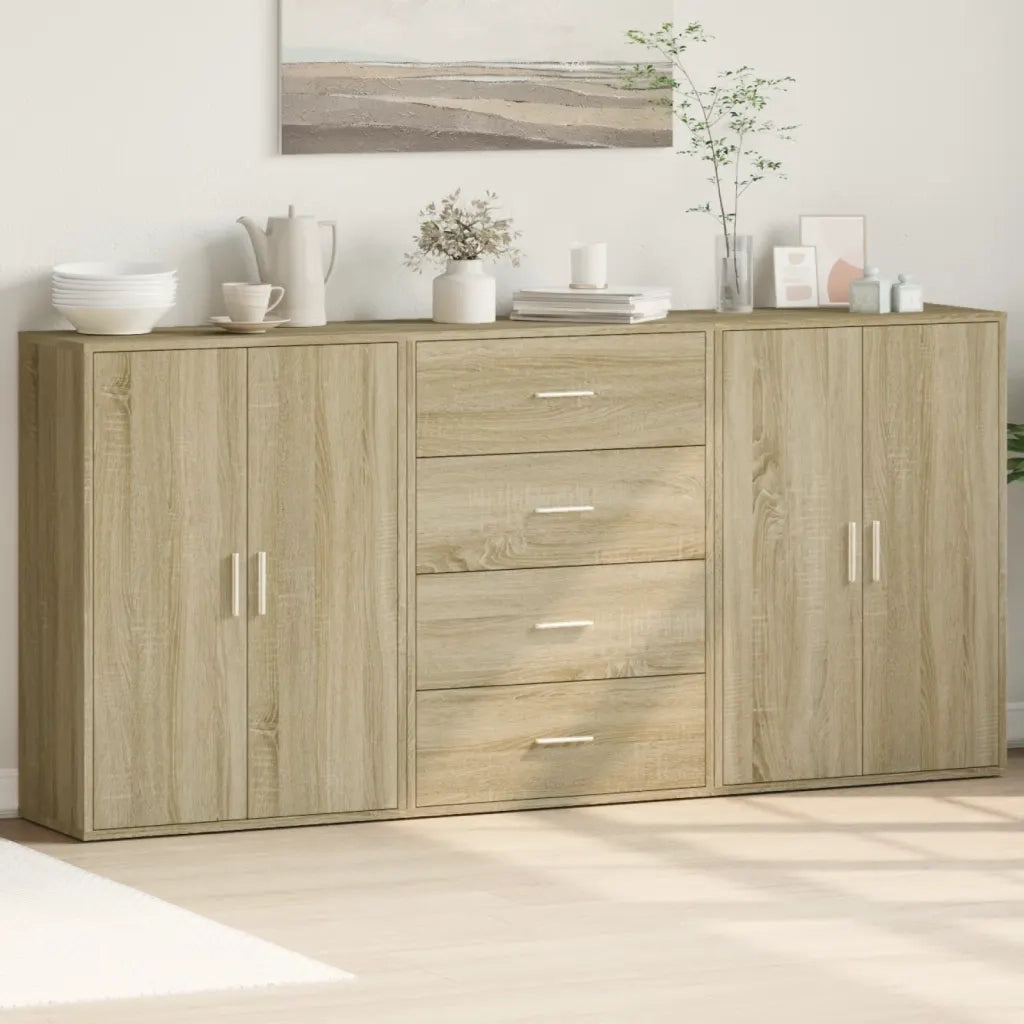 Credenze 3 pz | Madia | Buffet da pranzo | Armadio da pranzo Rovere Sonoma 60x31x84 cm in Legno Multistrato