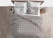 Copripiumino Sacco Piumone Cotone Flanella Pensieri Delicati Dis. Tartan Cervo - Matrimoniale - Beige