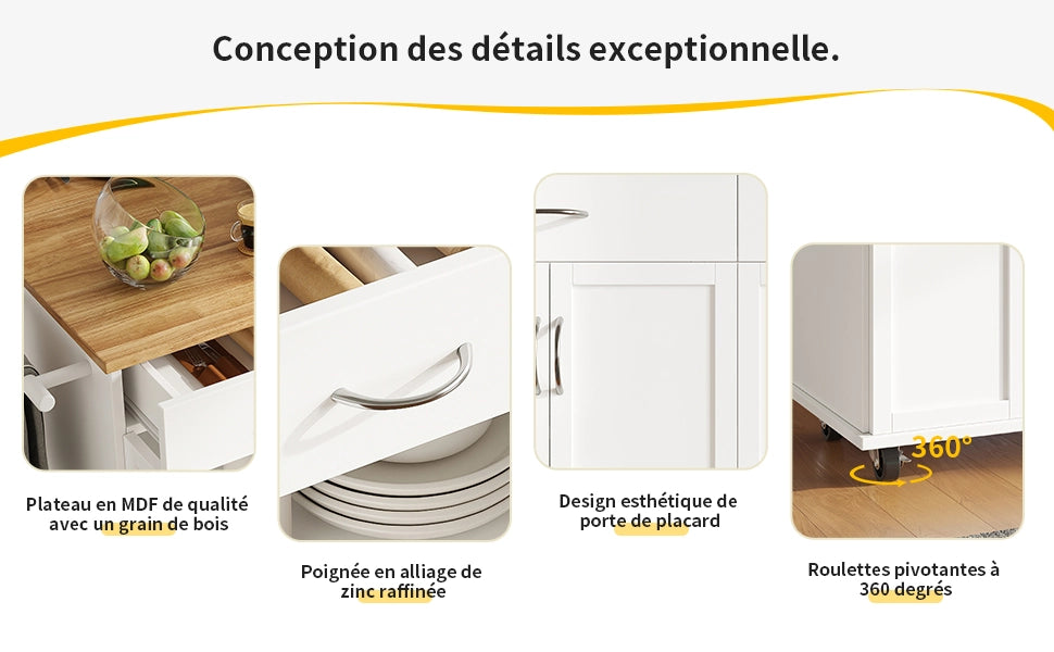 Isola Cucina Multifunzionale ¨C MINIMAL ¨C Bianco, Legno, 106x50x90.5cm