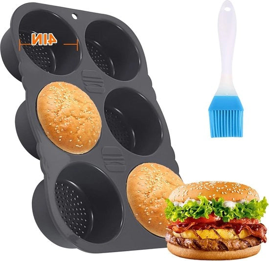 Forma per panini al forno in silicone - antiscivolo - panini hamburger - torta muffin all'uovo - 6 fori