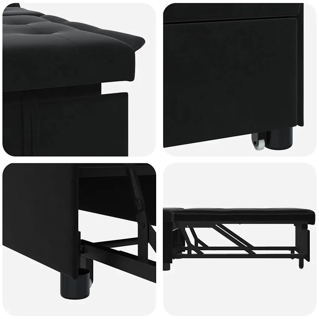 vidaXL Divano Letto Nero 67 x 194 x 38 cm Velluto