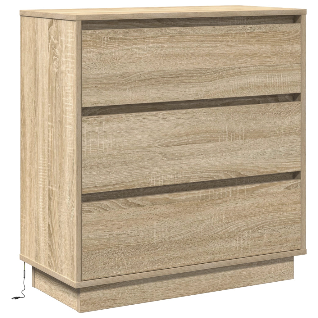 Comodino con LED Rovere Sonoma 71x34,5x75 cm Legno Ingegnerizzato