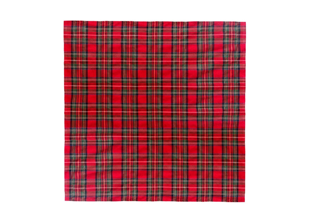 Tovaglia Cucina Soggiorno Misto Cotone Fantasia Tinto In Filo Con Lurex Mod. Natalina Scozzese - Centrino - Rosso