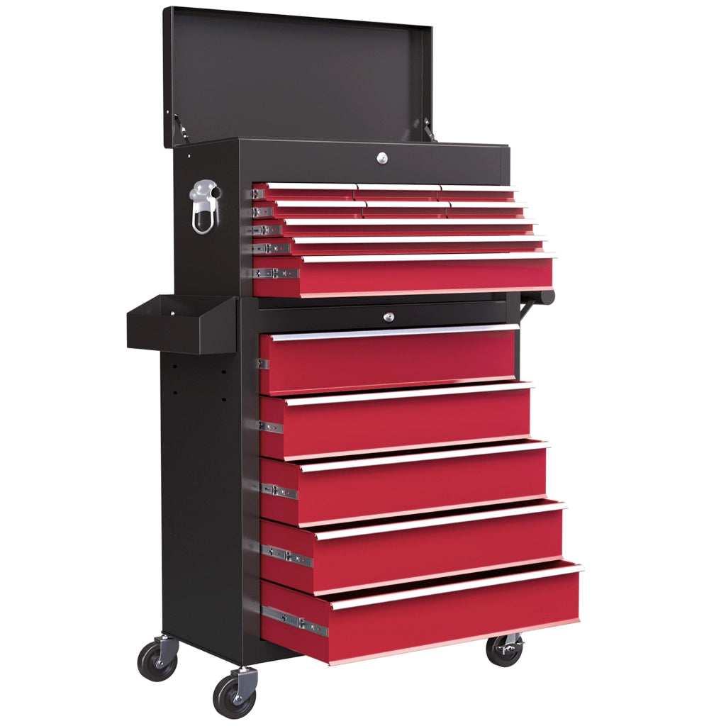 Carrello portautensili con 14 cassetti ¨C Xylo ¨C Acciaio rosso chiudibile a chiave
