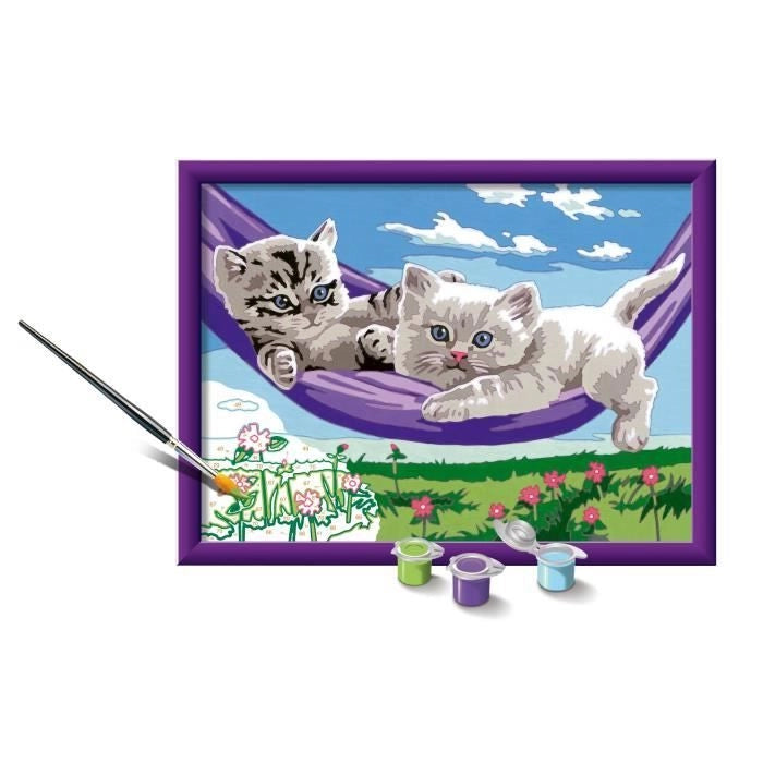 CreArt Kids 18x24cm Gattini nell'amaca, Kit di pittura con i numeri, età 9+, 25828, Ravensburger