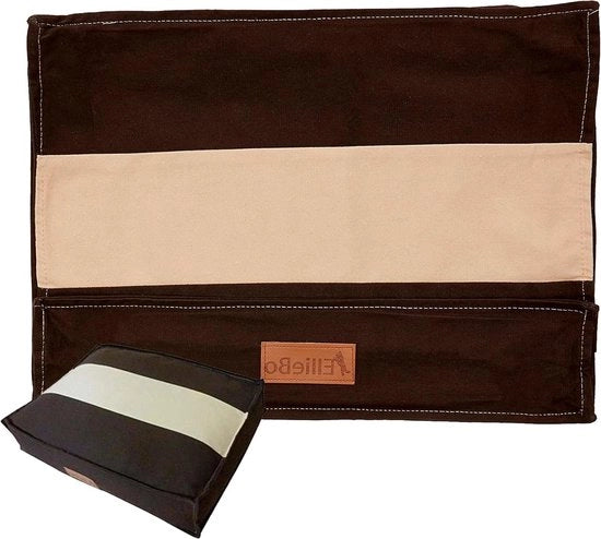 Letto per cani con strisce 122 cm - 117 x 75 cm - 2 x grandi marrone/crema - comodo e duraturo
