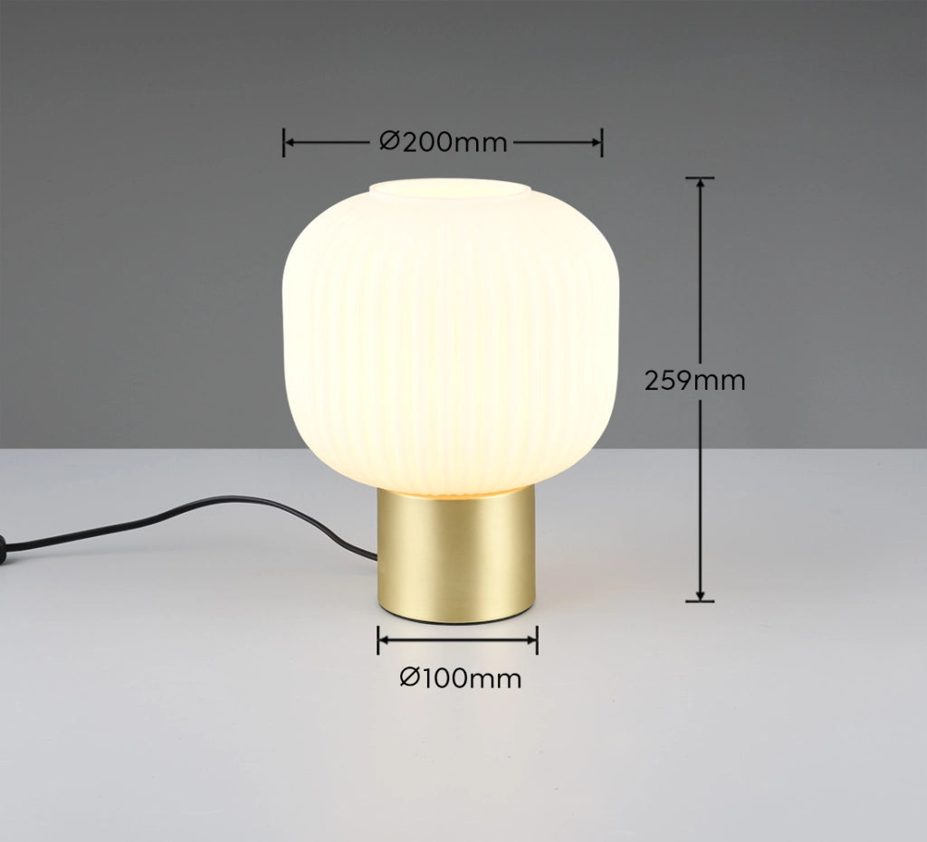 Lampada tavolo DIVA ottone paralume-bianco E27 40W Trio