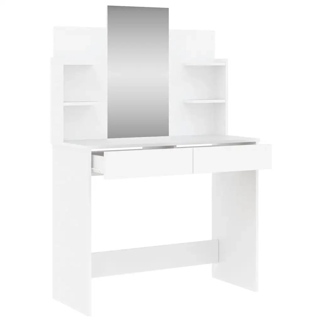 Toeletta | Tavolo da Trucco con Specchio Bianco 96x39x142 cm