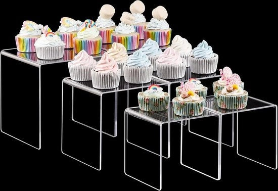 Display Stand per Raccoglitore per Figurine Pop Amiibo Gioielli Caramelle Cupcake Dessert - Set a 2 - Dimensioni 5x6x7