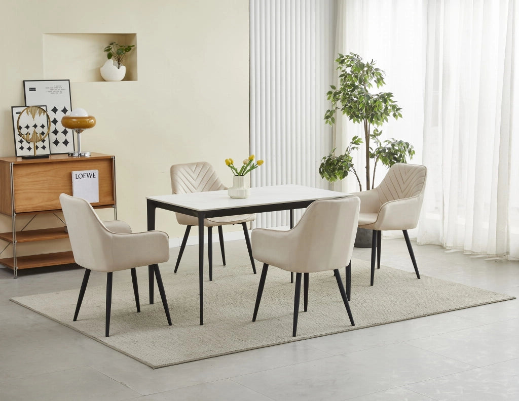 Sedia VALORA WAAV - Elegante velluto beige per soggiorno x 2
