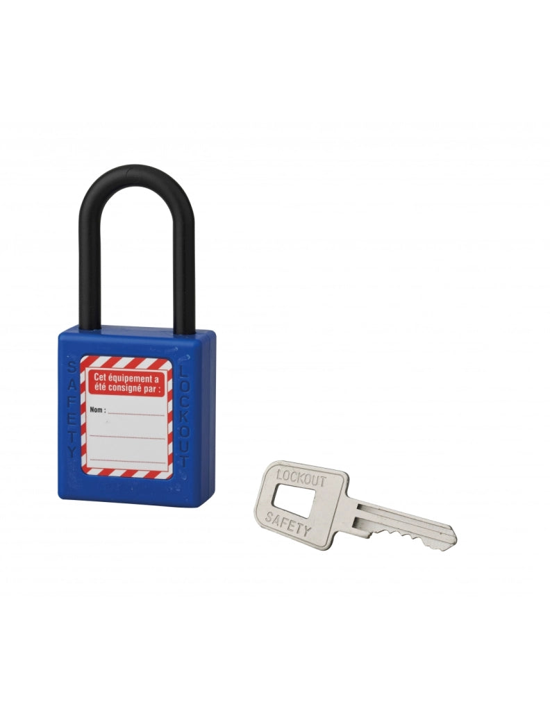 Lucchetto con arco in nylon Ø 6 x 38 mm, blu – THIRARD