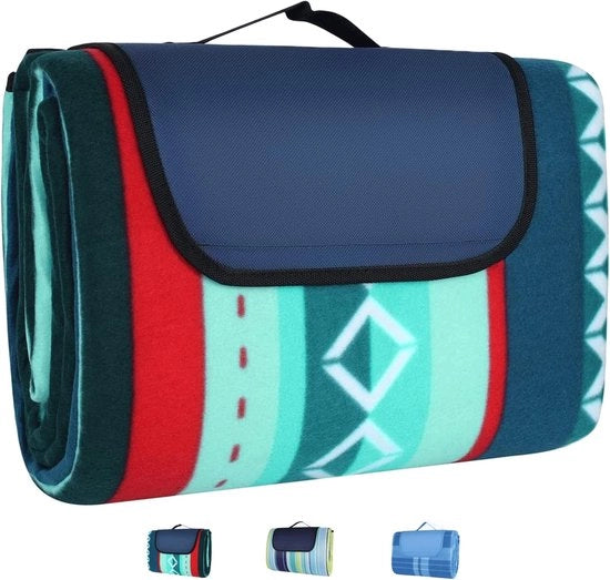 Tenda da picnic verde a strisce 200x300 cm - retro con impermeabilizzazione e maniglia per attività all'aperto