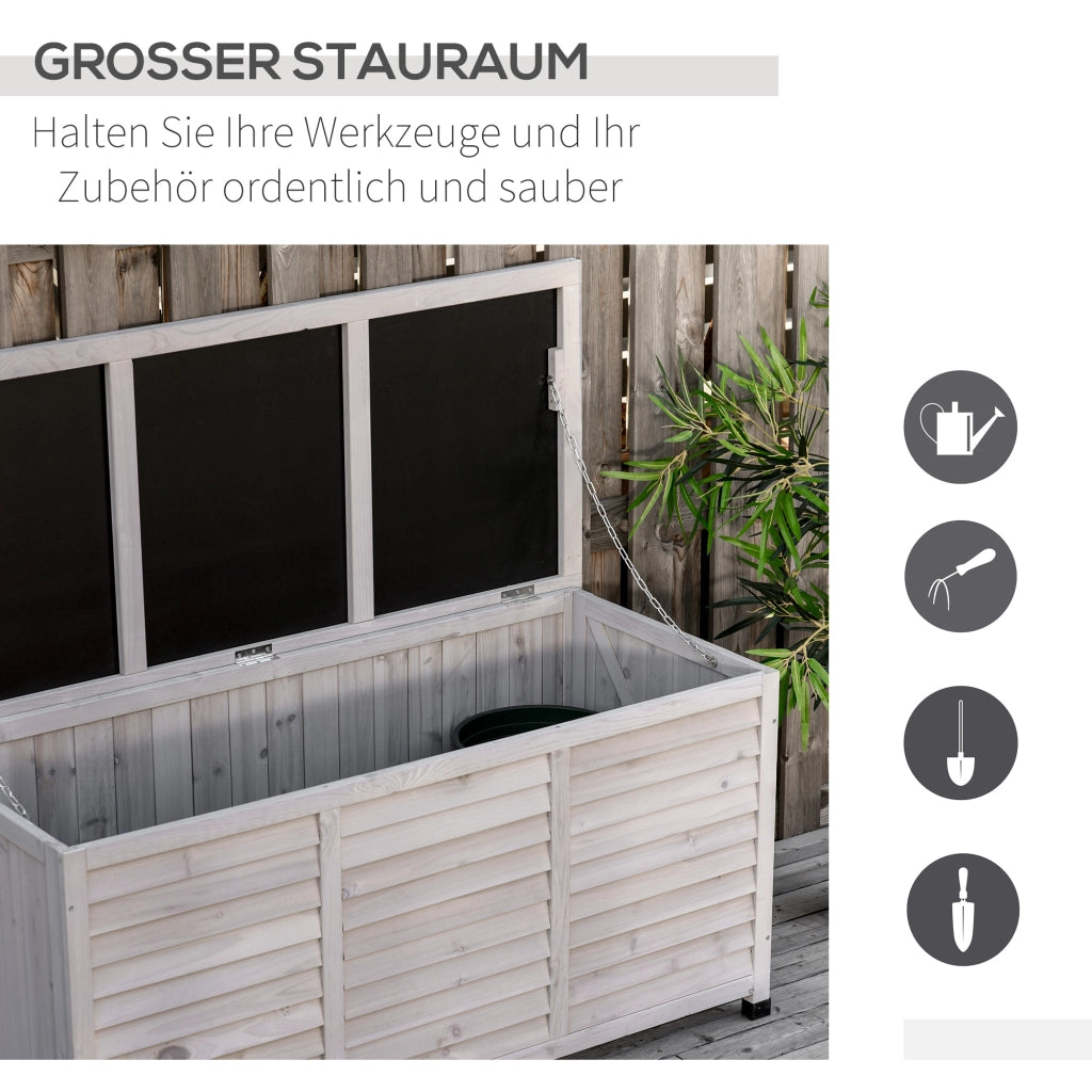 BAULE DA GIARDINO 127x56x60 cm Legno Grigio Chiaro