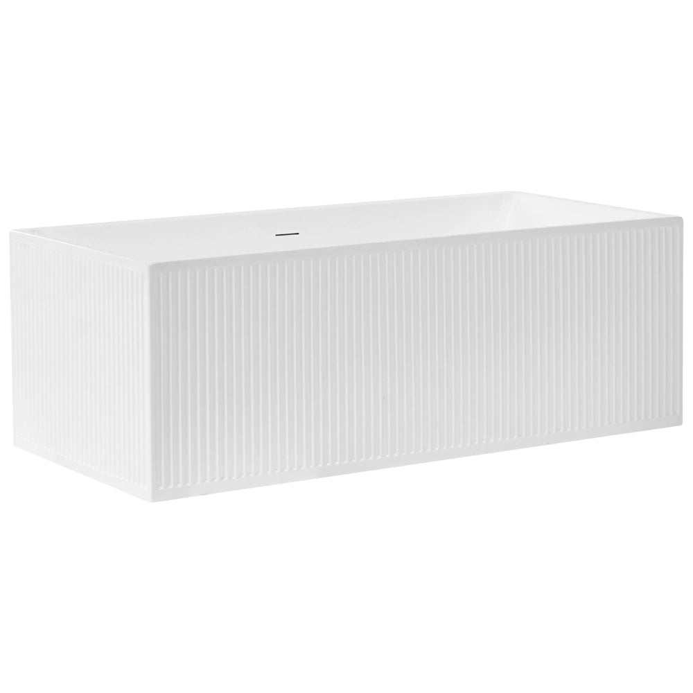 Vasca da bagno rettangolare moderna indipendente 170 x 80 cm Acrilico Finitura scanalata Bagno Bianco opaco