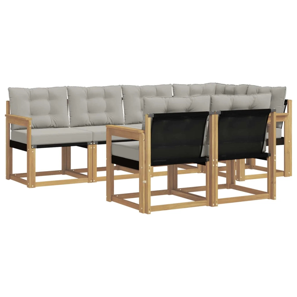 Set di divani da esterno 7 pz Bianco e Grigio Chiaro 3389565