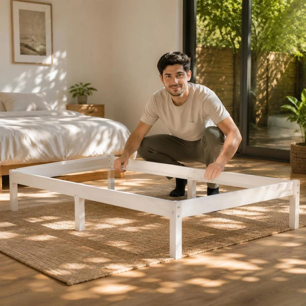 Solid Wood Bed White 180x200 Cm