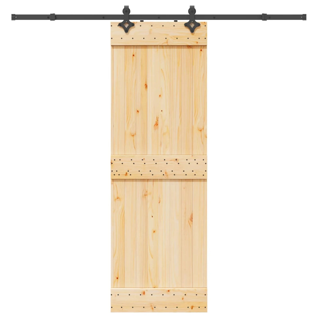 Porta scorrevole NARVIK Naturale e Nero 70 x 210 cm (213,5 cm)