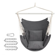 Sedia sospesa comoda seduta a dondolo per la casa con 2 cuscini catena in metallo capacità di carico 150 kg uso interno/esterno soggiorno/camera da letto grigio 12_0005926