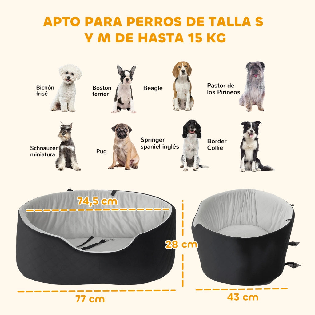 Sedile Auto per Cani ¨C Zephmum ¨C Nero con Base Antiscivolo