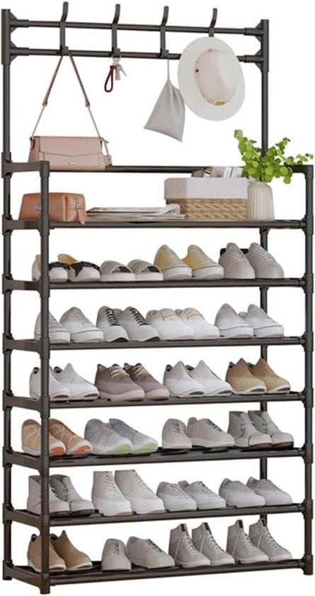 Organizzatore a 7 livelli per scarpe con ripiano per cappelli - 80 x 26 x 165 cm
