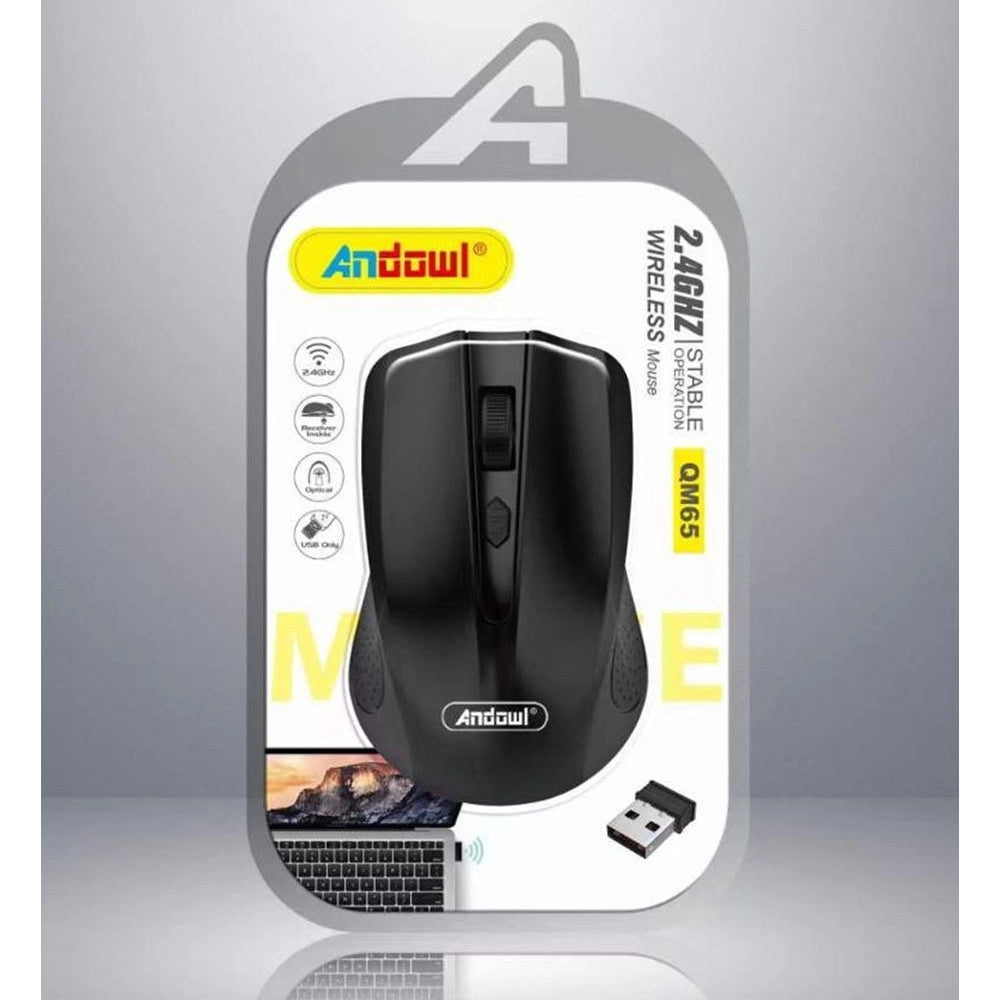 Trade Shop - Mouse Wireless 2.4 Ghz Dongle Usb Sensore Ottico 4 Pulsanti Design Ergonomico Qm65 -