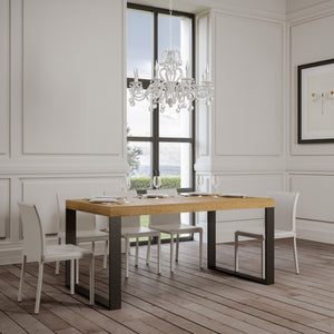 Tavolo Allungabile 120/380x90 cm Tecno Quercia Natura Gambe Antracite