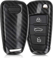 Tappetere per chiave compatibile con Audi - cover rigido di protezione - nera carbonio - contenuto necessario