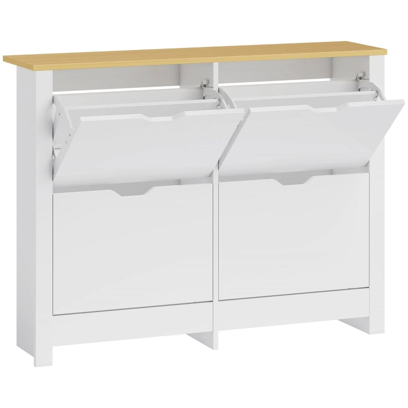SCARPIERA stretta a 4 vani ribaltabili, 105 x 26 x 80 cm, bianco, legno