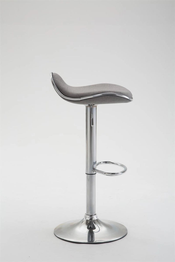 Sgabello Shanghai in tessuto grigio chiaro,cromo