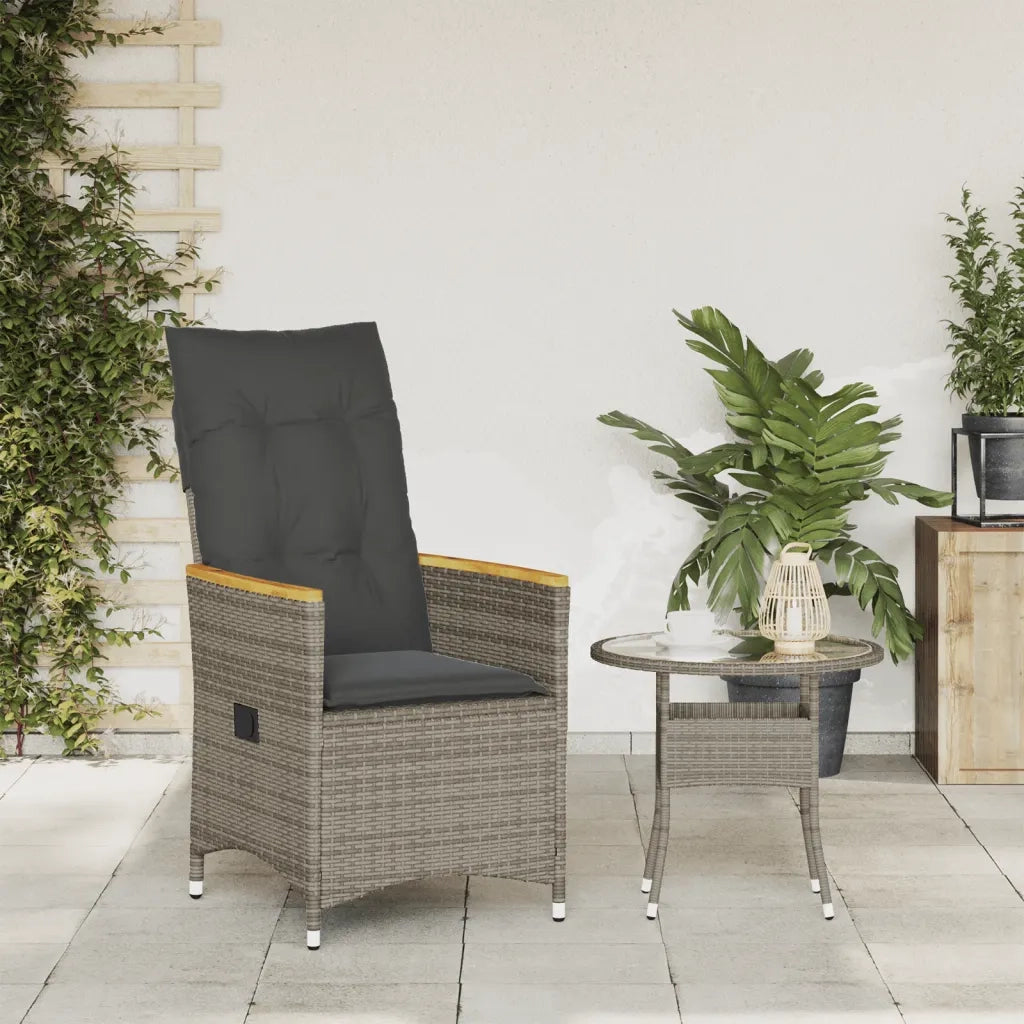 Sedia Reclinabile da Giardino | Sedie da Esterno con Cuscini Grigia in Polyrattan