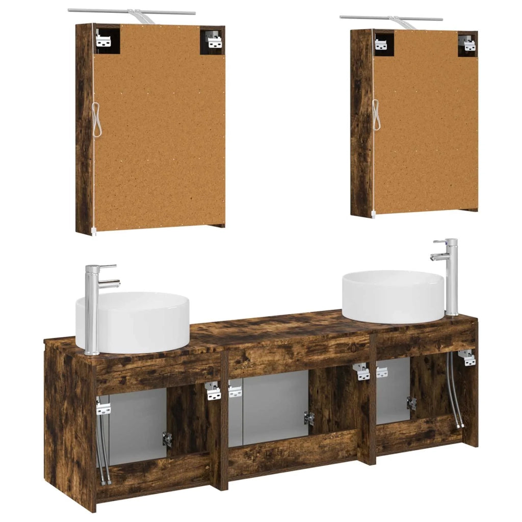 Set di Armadi da Bagno 5 pcs Rovere Fumo Legno ingegnerizzato 3406555