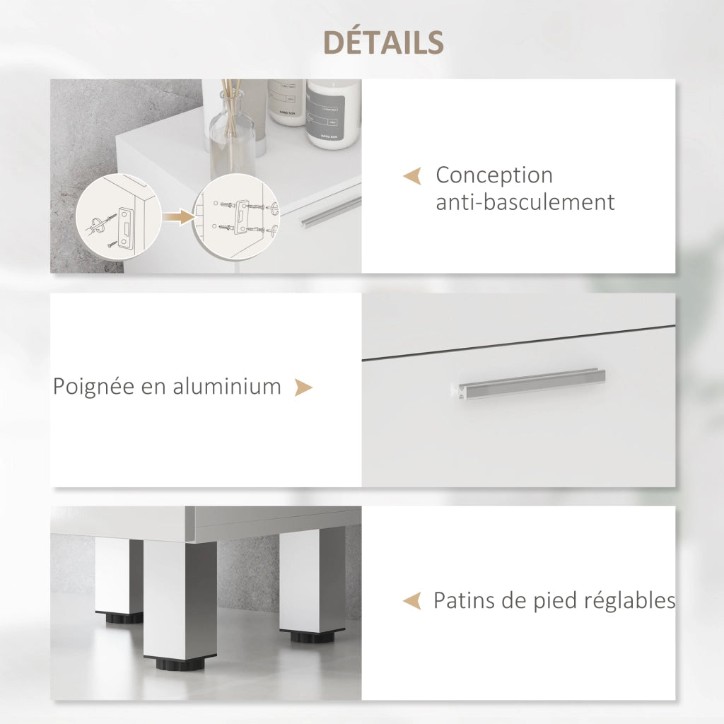 Mobile da bagno con 4 cassetti ¨C zephmum ¨C bianco 30x30x93 cm