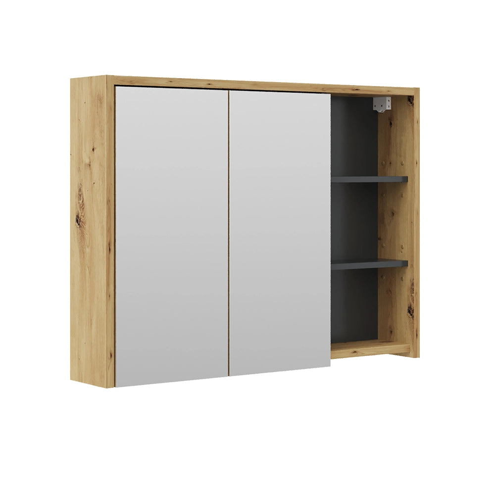 Vicco Specchio contenitore bagno Rovere/antracite 100 x 75 cm