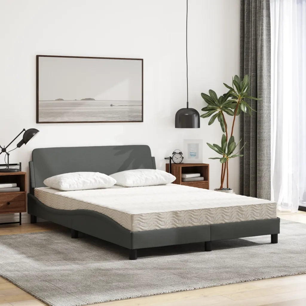 Letto con Materasso Dover Grigio Scuro 140x200cm Tessuto