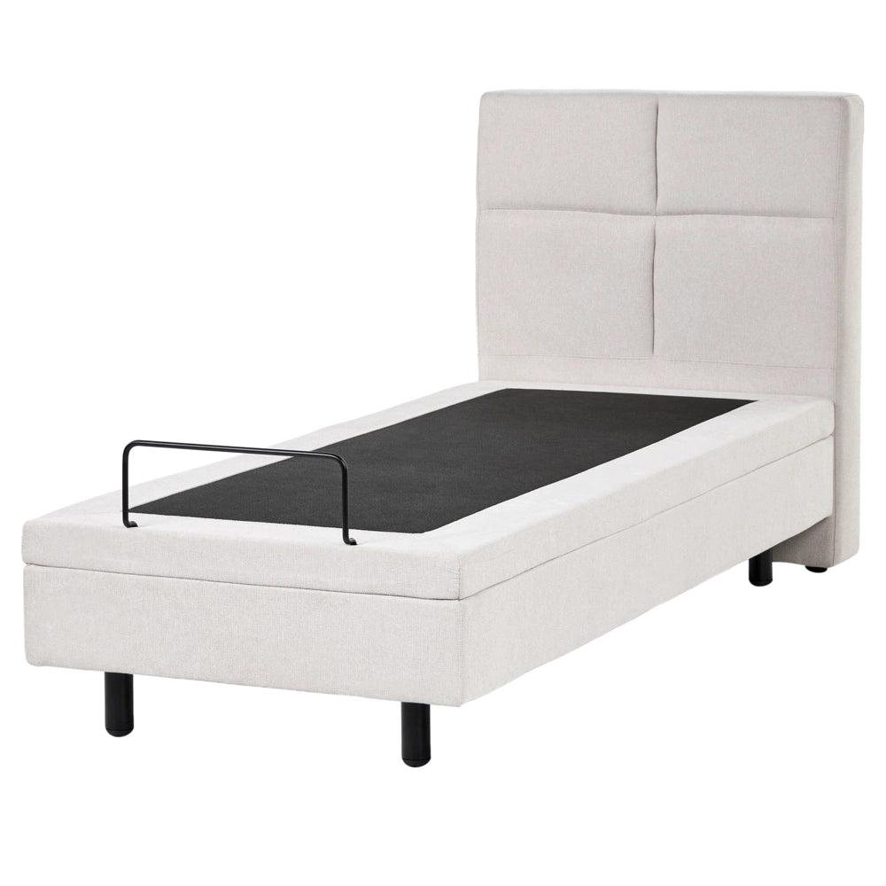 Letto singolo Tessuto beige chiaro Elettrico 90 x 200 cm regolabile tramite telecomando Rivestimento in ciniglia