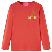 Maglietta da Bambina Maniche Lunghe Rosso Bruciato 140cod mxl 84691
