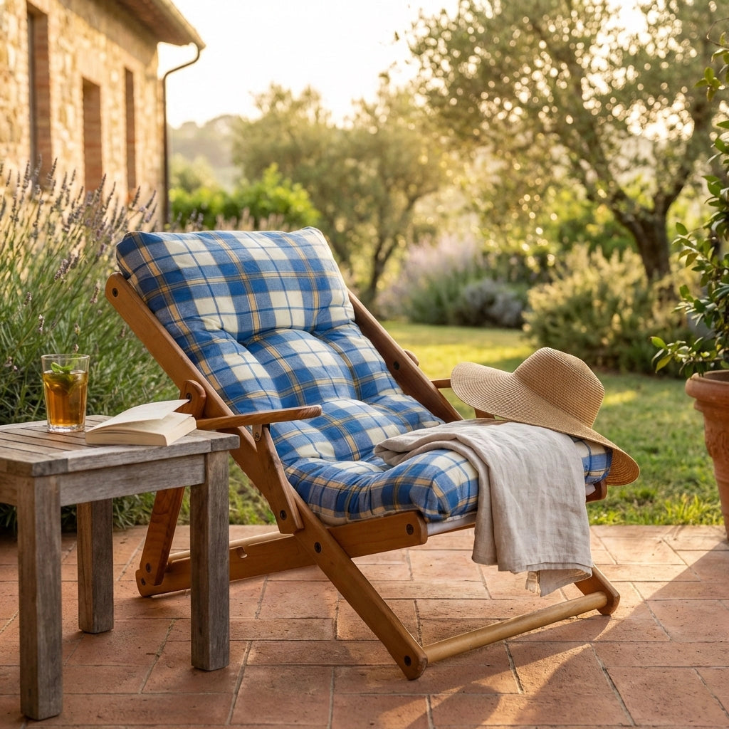 Poltrona Sdraio 3 posizioni con cuscino in Cotone Legno cm 84x60x100 - OZZY